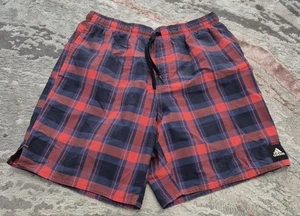 ADIDAS Tartan Swimming Shorts Large Check Polyester Brief-Lined - Picture 1 of 8