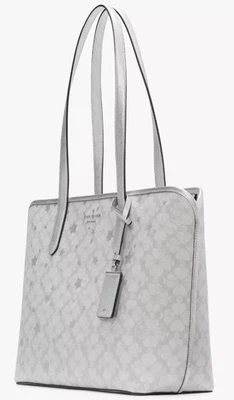 Kate Spade цветок звезда выбрасывать платиновый серый сумка с короткими ручками Серебряная сумка сумочка KI912 новый с Ярлыками $399 F - Изображение 1 из 4