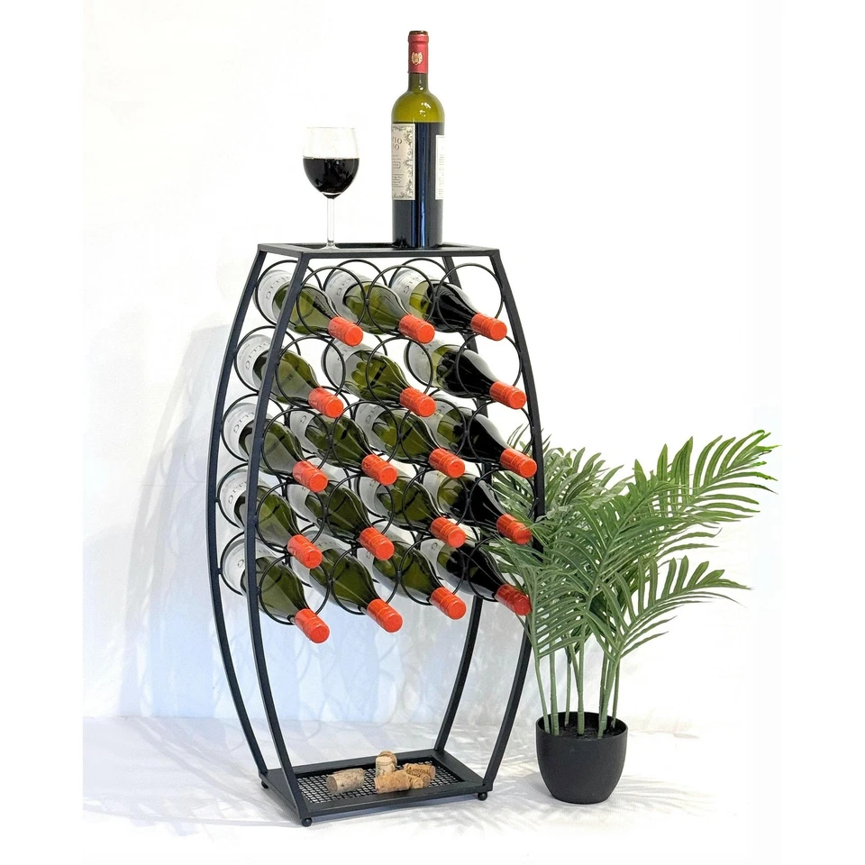 Scaffale per vino in metallo nero in piedi 83 cm 96640 porta vino per 18 bott... - Immagine 1 di 4