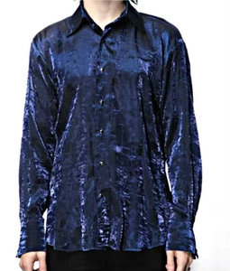 SHRINE SHIMMER GOTHIC VAMPIRE LESTAT STEAMPUNK POET PIRAT VICTORIAN BLUE SHIRT - Picture 1 of 2