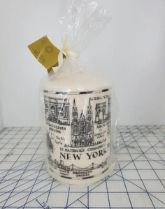 Global gifts NEW YORK CITY large pillar candle 6" Iconic landmarks buildings - Picture 1 of 7