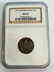 1914 MONTENEGRO 20 PARA NGC MS 62 - 016 - Picture 1 of 2