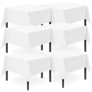 6 White Plastic Table Covers Square Tablecloth Disposable Wipe Clean Party Cloth - Picture 1 of 9