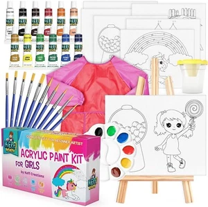 Kids Painting Set for Girls, Art Supplies Kit with Pre Drawn Canvases and More - Picture 1 of 8