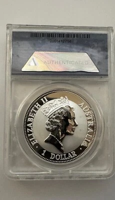 1993 Australia Kookaburra Silver $1 Dollar Coin - ANACS MS 70 DCAM - Image 1 of 2