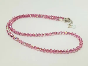 Collar Collar con Cristales Swarovski Elementos Plata Rosa A PARTIR DE 48cm Hecho a Mano - Imagen 1 de 3