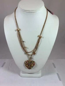NWT Betsey Johnson Multi - Color Heart Pendant Necklace - Picture 1 of 6