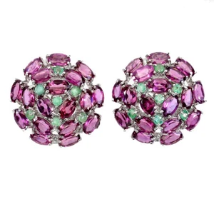 Sommer 925 Silber Ohrringe Oval Rhodolit Granat Smaragd Edelstein Schmuck - Bild 1 von 14
