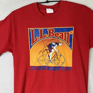 Vintage 80’s 90’s LL Bean Cycling Graphic T Shirt Tee Red Men’s Size Medium