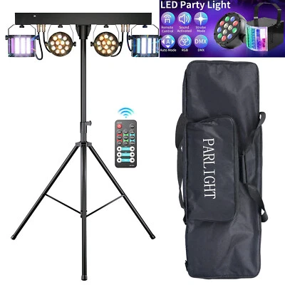 Mit Stativ Bühnenbeleuchtung set 2x LED PAR & 2x Derby DJ Lichteffekt Partylicht - Bild 1 von 4