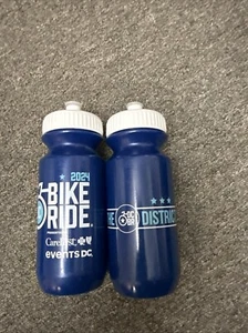 DC Bike Ride 2024 Water Bottle 2 Pack Blue 7-Bike Ride BPA Free 12 OZ - Picture 1 of 4