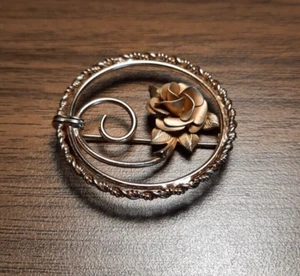 INC 12K ROSE GOLD, GOLD FILLED ROSE BUD BROOCH - Picture 1 of 5
