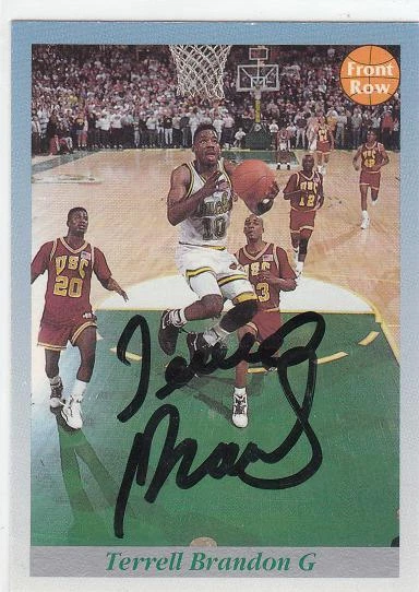 Tarjeta firmada autografiada por Terrell Brandon 1991 Oregon Ducks certificado de autenticidad Foto 1 de 1