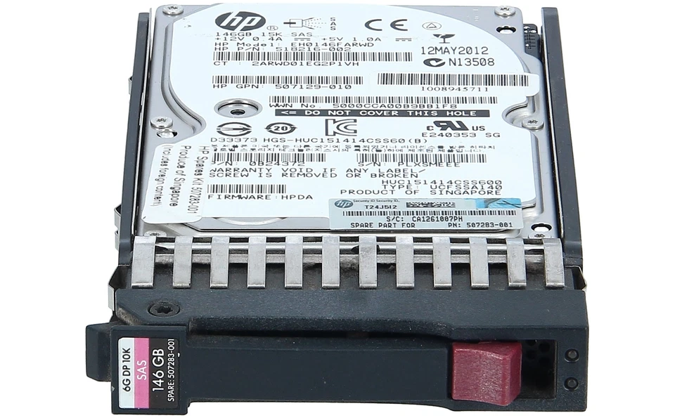 507125-B21 HP 146GB 6G 2.5" SFF Dual Port SAS 10K RPM Hard Drive 507283-001 - Image 1 of 4