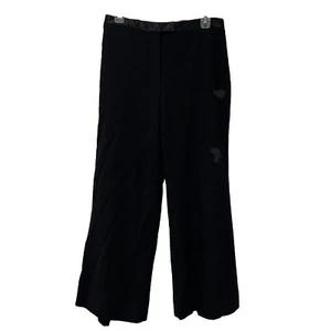 BLOOMINGDALE’S NOW Wool Satin Waist Dress Pants Career Size 10 Short Wide Leg - Picture 1 of 8