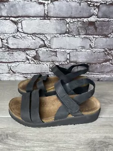 Spring Step Black Leather Strappy Cork Wedge Sandals Women Sz 41EU/10.5M US - Picture 1 of 19