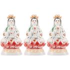  Set of 3 Guanyin Porcelain Statue Indoor Decorate God Wealth