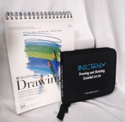 Drawing Essential Kit with Sketch Book Paper Pad 44 Sheets 9"x12" Art Supplies - Image 1 of 4
