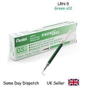 12 x Pentel LRN5-A EnerGel penna a rullo ricarica 0,5 mm punta ad ago inchiostro verde - Foto 1 di 1