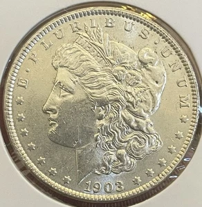 Dólar de plata Morgan 1903 P ~ Fecha difícil ~ Estado AU/BU/UNC ~ 90 % plata $1 - Imagen 1 de 2