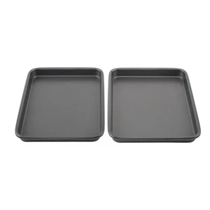 Everyday Set of 2 Nonstick Steel 9" x 6.2" Toaster Oven Mini Baking Sheets, Gray - Picture 1 of 6