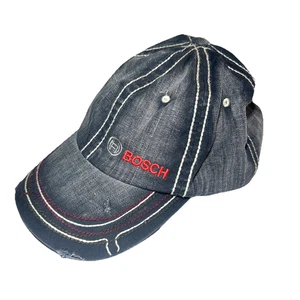 Gorra de béisbol vintage de mezclilla azul envejecido con logotipo bordado Bosch herramienta deportes - Imagen 1 de 7