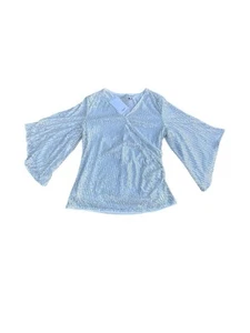 Grace Karin Sequin Top Sparkly V-Neck Split 3/4 Sleeve Wrap Silver Size Medium - Picture 1 of 12