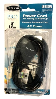 Belkin PRO Series Power Cord 360 Rot AC Power Plug to 3-Prong IEC Socket 6' 1.8m - Image 1 of 4