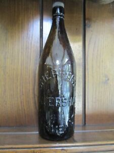 Antique Shepherd Neame Beer Bottle Brown Glass Large Faversham Kent 31cm tall