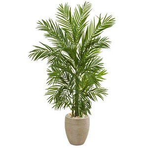 Areca Palm faux Tree In Sand Colored Planter Natural 5’ Decor - Picture 1 of 1
