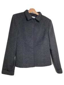 Jigsaw Womens Blazer Jacket Size 14 Snap Button Front Gray/Black Formal Workwear - Picture 1 of 11