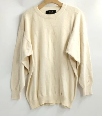 Pringle of Scotland  Sweater Men's Large Crew Neck Cream Pima Cotton Stars - Image 1 of 4