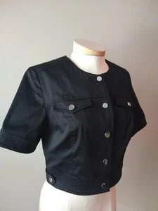 NWT $475 VINTAGE CARLISLE BLACK STRETCH COTTON CROPPED JACKET size 2 4 10 12 14 - Picture 1 of 8