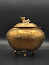 清代铜器鼎式狮钮香炉 Antique Chinese Qing Brass Lion Statue Dragon Artwork Incense Burner