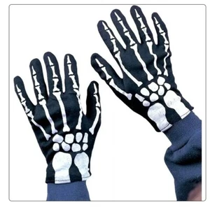 Rubies Kids White Skeleton Bone on Black Knit Gloves Gothic New in Package! - Picture 1 of 1