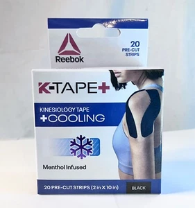 Reebok Delta Kinesiology Tape + Cooling Menthol Infused Black Pre-Cut Strips NEU - Bild 1 von 2