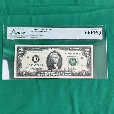 FR. 1938-H 2003-A $2 FW FRN ST. LOUIS, MO PCGS GEM NEW UNC 66 PPQ - Image 1 of 2