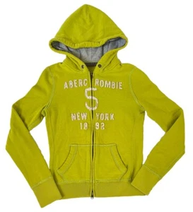 Vintage Abercrombie Size XL Hoodie Sweatshirt Lime Green A&F Preppy Double Zip - Picture 1 of 13