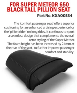 "BLACK TALL PILLION SEAT" FIT FOR ROYAL ENFIELD SUPER METEOR 650 - Picture 1 of 2