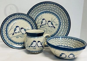 Neu * Ceramika Artystyczna polnische Keramik * blauer Vogel Gedeck * 24256X S219 - Bild 1 von 9