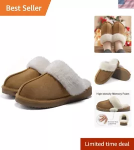 Women's Fuzzy Memory Foam Slippers Fluffy Winter House Shoes Indoor and Outdoor - Picture 1 of 7