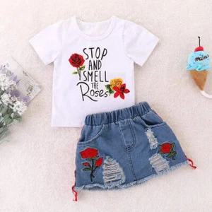Kids Set Children's Clothes Suit Summer Flower Print Set T - Picture 1 of 20