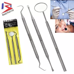 Kit de espejo raspador de dientes kit sonda dental conjunto de 3 piezas - acero inoxidable - Imagen 1 de 4