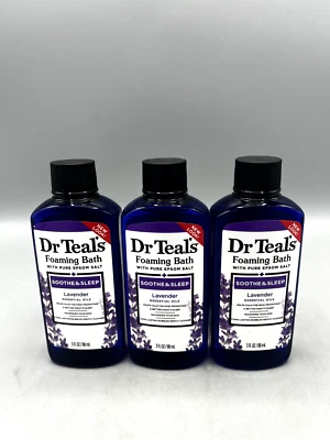 Lote de 3 baños espumosos Dr. Teals con sal pura de Epson con lavanda 3 FL OZ NUEVO Foto 1 de 2