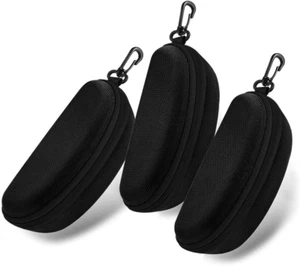 3Pcs Zipper Hard Shell Sunglasses Case and Eyeglasses Case Portable Travel Glass - Picture 1 of 12