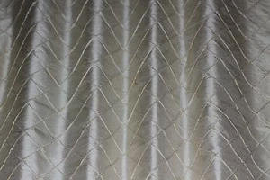 Tela de seda 100 % bordada de diamantes crema/crudos Dupioni Shantung, 54" W (EB-806C) - Imagen 1 de 3
