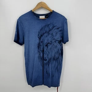 Desigual Men’s Blue Tiger Cotton Graphic Print Short Sleeve Pullover Tee Size S - Picture 1 of 15