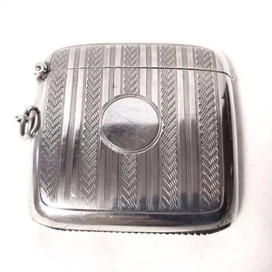 1910 Edwardian Solid Silver Engine Turned Vesta Case By William Hair Haseler - Picture 1 of 13