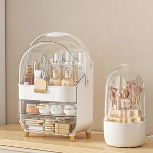 Makeup Organizer Plastic Large Capacity Countertop Cosmetic Storage Display - Picture 1 of 10