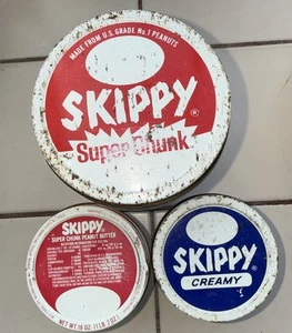 Vintage Menge 3 Skippy Erdnussbutter Gläser Super Chunk & Cremig - Bild 1 von 19